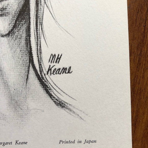 Margaret Keane VTG 60's Mod Black White Art Print - Picture 3 of 5